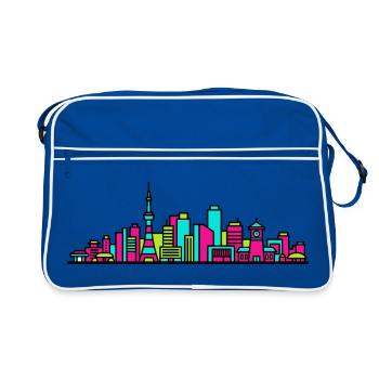 Sapporo City Skyline TV-Turm Moderne Linienzeichnung - Retro Tasche - Blau/Weiß - Vorne