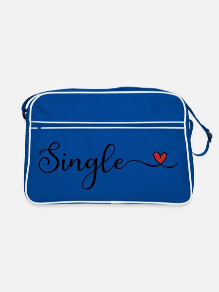 Single handgeschriebener Schriftzug mit Herz - Retro Tasche - Blau/Weiß - Vorne