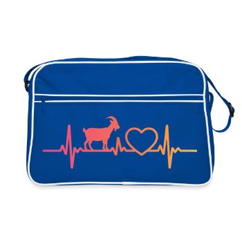 ziegen herzschlag t-shirt ziege - Retro Tasche - Blau/Weiß - Vorne