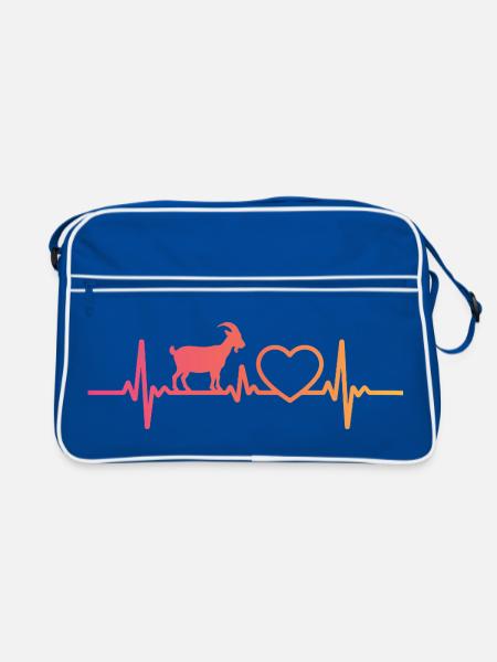 ziegen herzschlag t-shirt ziege - Retro Tasche - Blau/Weiß