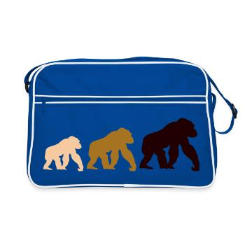 Dreier Gorillas Silhouetten - Retro Tasche - Blau/Weiß - Vorne