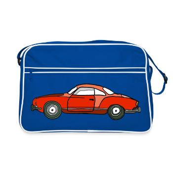 Roter Oldtimer Seitenansicht - Retro Tasche - Blau/Weiß - Vorne