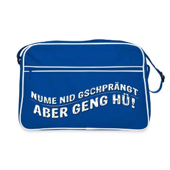 Nume nid gschprängt aber geng hü (Berner Dialekt) - Retro Tasche - Blau/Weiß - Vorne