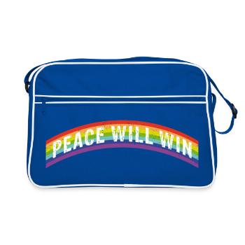 Rainbow Regenbogen Peace will win - Retro Tasche - Blau/Weiß - Vorne