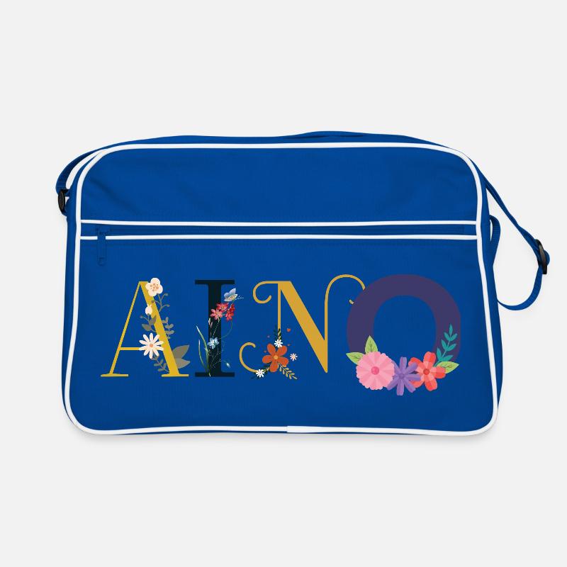 Nom AINO décoré de fleurs Sac Retro
