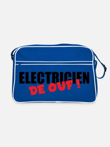 Électricien de Ouf : Puissance et Gros Ampérage ! - Sac Retro - bleu/blanc - Devant