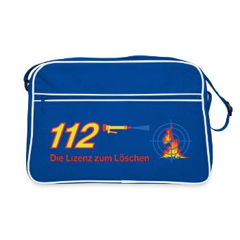 112 Lizenz zum Löschen - Feuerwehr - Retro Tasche - Blau/Weiß - Vorne