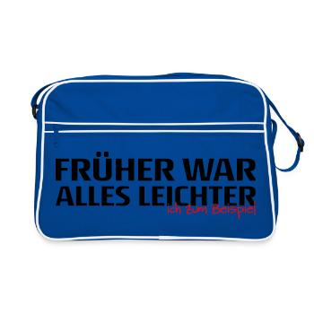 Frueher War Alles Leichter Spruch - Retro Tasche - Blau/Weiß - Vorne