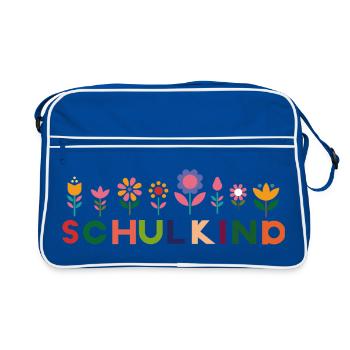 Schulkind  - Retro Tasche - Blau/Weiß - Vorne