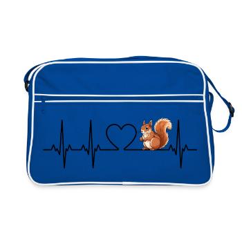 Herzschlag Eichhörnchens - Retro Tasche - Blau/Weiß - Vorne