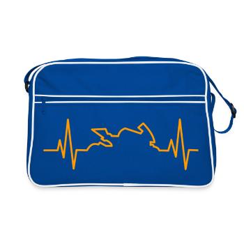 Moto Heartbeat Cadeau Motocycliste - Sac Retro - bleu/blanc - Devant