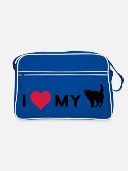 i love my cat - Sac Retro - bleu/blanc - Devant