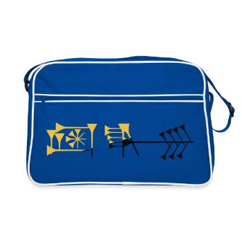 LIbertäre sumerische Freiheit Wort 2 - Retro Tasche - Blau/Weiß - Vorne
