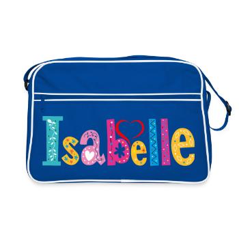 Personalisierter Isabelle-Name - Retro Tasche - Blau/Weiß - Vorne