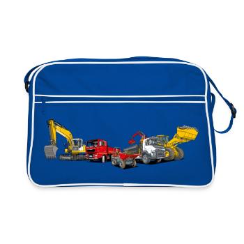 Flotte d’engins de chantier - Sac Retro - bleu/blanc - Devant