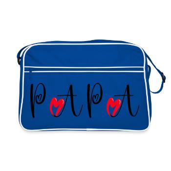 Vatertag Papa Liebe mit zärtlichen Herzen Papa - Retro Tasche - Blau/Weiß - Vorne