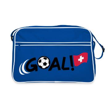Goal! Schweizer Fussballflagge - Retro Tasche - Blau/Weiß - Vorne