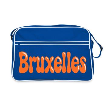 Brüsseler Orange Tippfehlerblasen - Retro Tasche - Blau/Weiß - Vorne