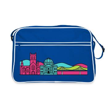 Silhouette de l’Abbaye de la ville de Dunfermline - Sac Retro - bleu/blanc - Devant