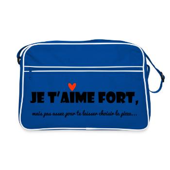 JE T'AIME. MESSAGE. CITATIONS. HUMOUR. AMOUR - Sac Retro - bleu/blanc - Devant