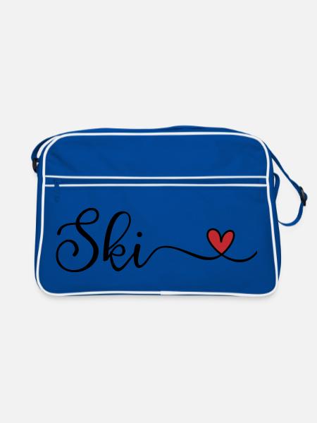 Ski with heart - Retro Bag - blue/white - Front