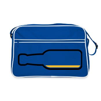 Bierflasche Leer (Bier Bierchen Symbol / POS 2C) - Retro Tasche - Blau/Weiß - Vorne