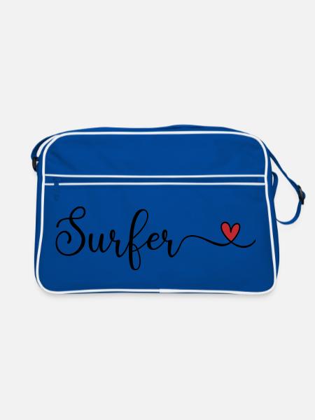Surfer Heart - Retro Tasche - Blau/Weiß - Vorne