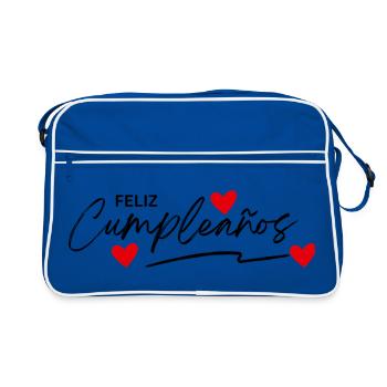 Happy Birthday - Geburtstag - Felix Cumpleanos - Retro Tasche - Blau/Weiß - Vorne