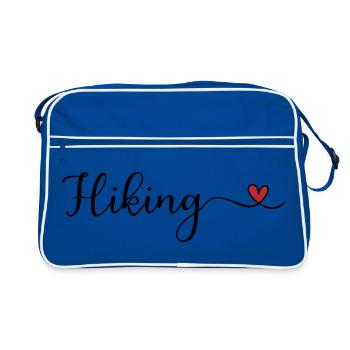 Hiking Heart Typography - Retro Bag - blue/white - Front