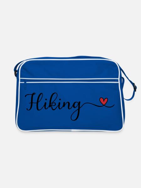 Hiking Heart Typography - Retro Bag - blue/white - Front