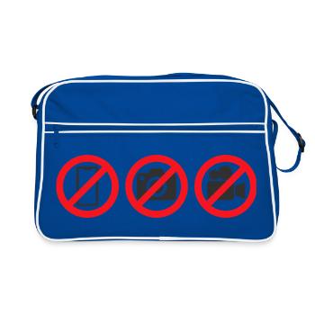 Pas de téléphone, pas de caméra, pas d’autocollant de panneau pour enregistrement vidéo - Sac Retro - bleu/blanc - Devant