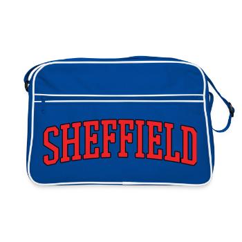 Lettrage Sheffield rouge sur fond noir - Sac Retro - bleu/blanc - Devant