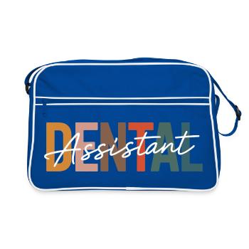 Dental Assist Farbblock Design - Retro Tasche - Blau/Weiß - Vorne