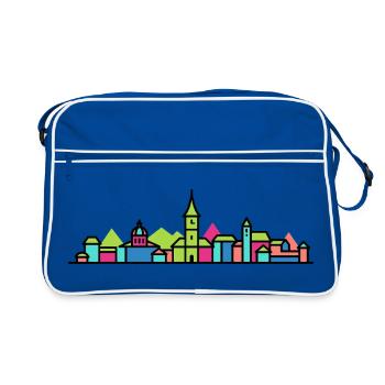 Biel Bienne City Skyline Modern Line Art - Retro Bag - blue/white - Front