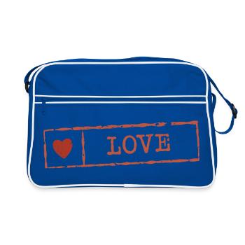 Rustic Heart Love Stamp - Retro Bag - blue/white - Front