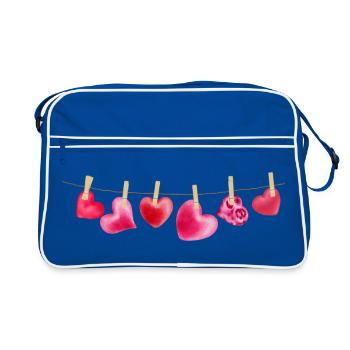 Idée cadeau cadeau de T-shirt en forme d’aquarelle pour corde à linge - Sac Retro - bleu/blanc - Devant