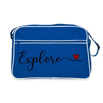 Explore Typography with a Heart - Retro Bag - blue/white - Front