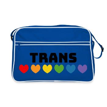 Cœur arc-en-ciel trans noir - Sac Retro - bleu/blanc - Devant