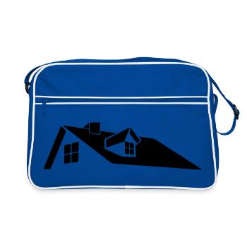 Logo de la maison sur le toit avec lucarne - Sac Retro - bleu/blanc - Devant