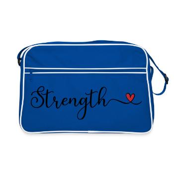 Strength Heart Typography - Retro Bag - blue/white - Front