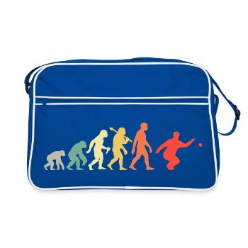 Boccia Und Petanque Spieler Evolution Retro Grafik - Retro Tasche - Blau/Weiß - Vorne
