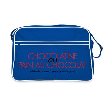 Chocolatine ou Pain au Chocolat perso je m'en fous - Sac Retro - bleu/blanc - Devant