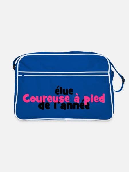 Course à Pied / Running / Jogging / Coureur - Sac Retro - bleu/blanc - Devant