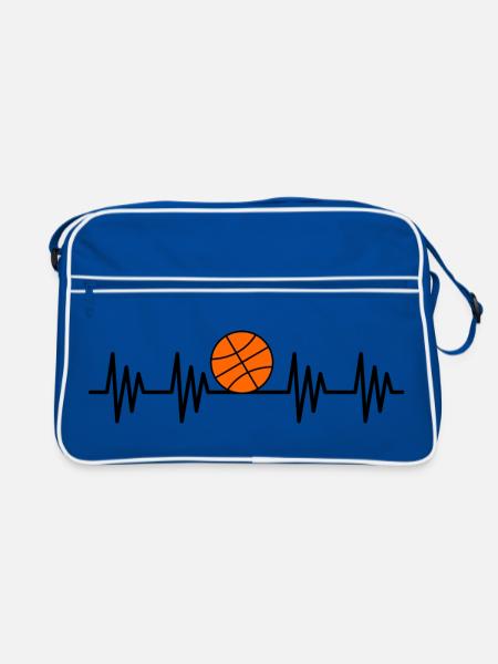 Heartbeat basketball sport ball basket gift idea - Retro Bag - blue/white - Front