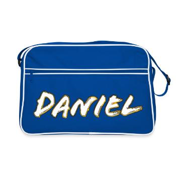 Profil doré du lettrage Daniel - Sac Retro - bleu/blanc - Devant