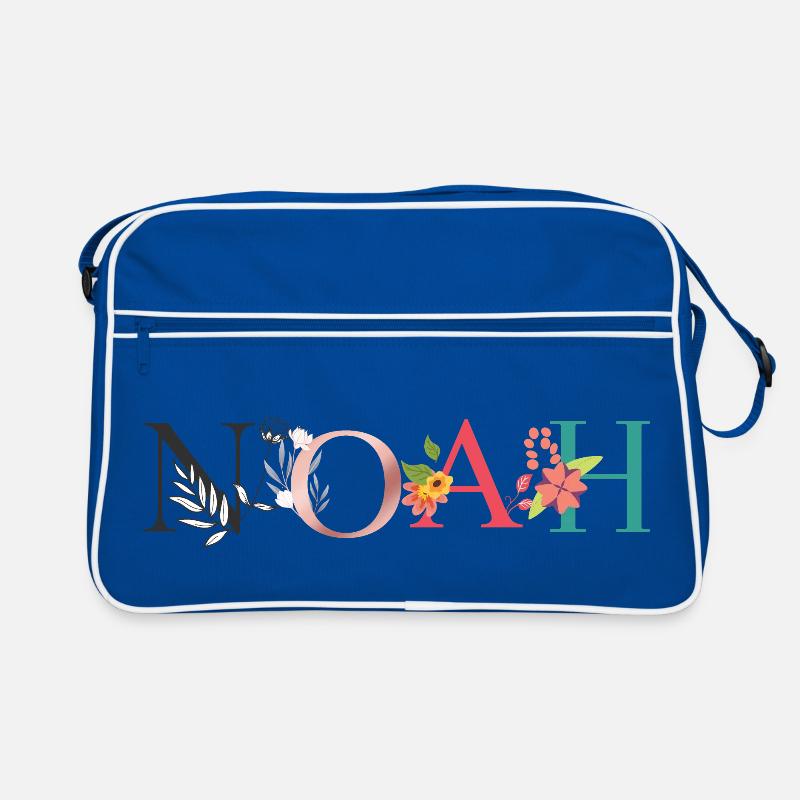 Art du nom NOAH avec des fleurs brodées Sac Retro