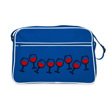 Wine glasses toasting wine - Retro Bag - blue/white - Front