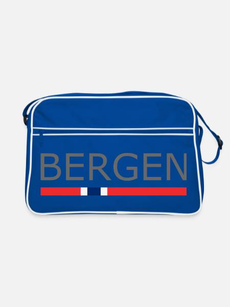 Bergen - Bryggen - Norway - Norge - Norwegen - Retro Bag - blue/white - Front