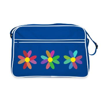 BLUME. NATUR. ÖKOLOGIE. JAHRESTAG. FEST - Retro Tasche - Blau/Weiß - Vorne