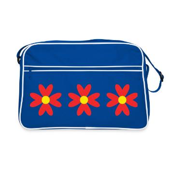 BLUME. NATUR. ÖKOLOGIE. JAHRESTAG. FEST - Retro Tasche - Blau/Weiß - Vorne